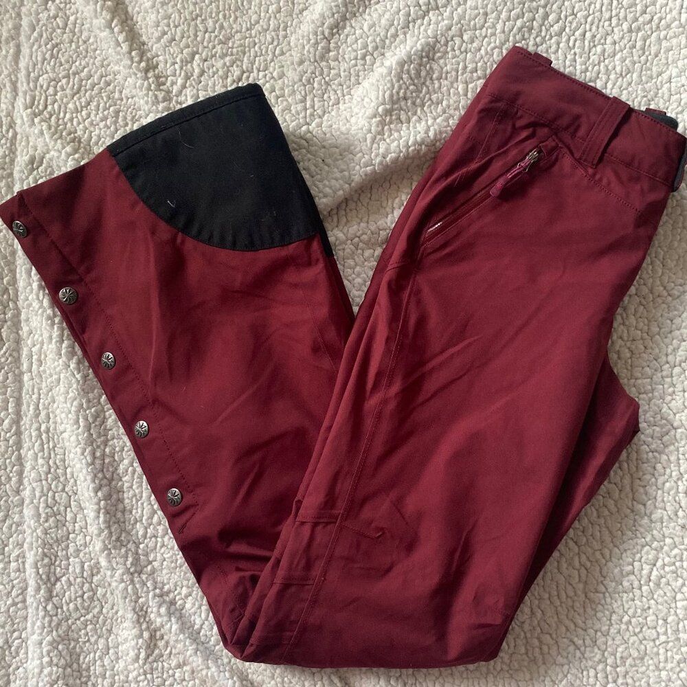Athleta Burgundy Insulated Ski Snow Pants Snap Hem Women's Size 0